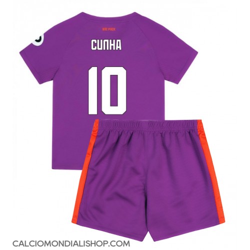 Maglie da calcio Wolves Matheus Cunha #10 Terza Maglia Bambino 2024-25 Manica Corta (+ Pantaloni corti)